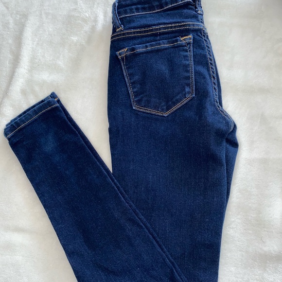 Solid Blue Denim 5 Pocket Skinny Jeans - Picture 4 of 6